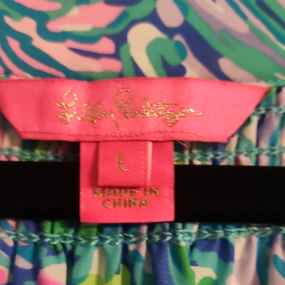 Lilly Pulitzer Blue and Pink Floral Elsa Blouse - Picture 2 of 3